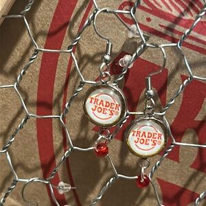 Trader Joe’s earrings 12mm abstract art red